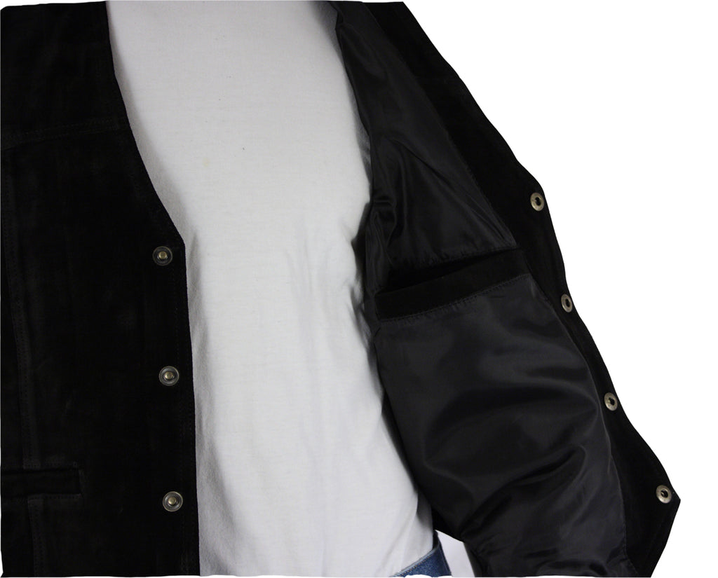 Herren Wildlederweste Leder Weste Biker Kutte Del Rio schwarz S bis 4XL
