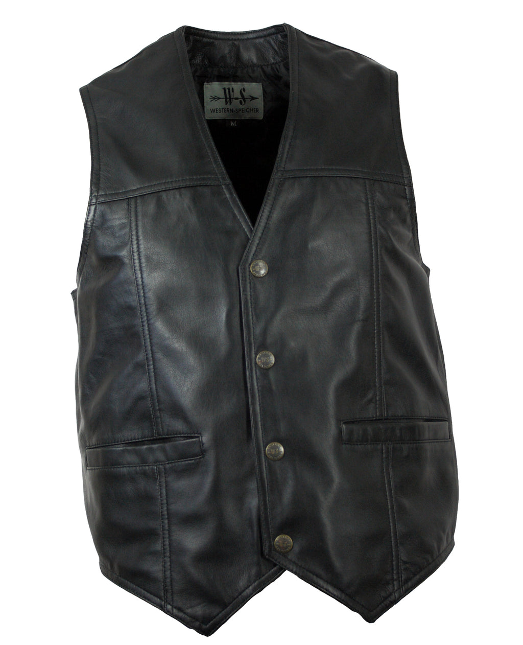 Herren Weste Lammnappa Leder Schwarz Denver S bis 4XL