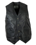 Herren Weste Lammnappa Leder Schwarz Denver S bis 4XL