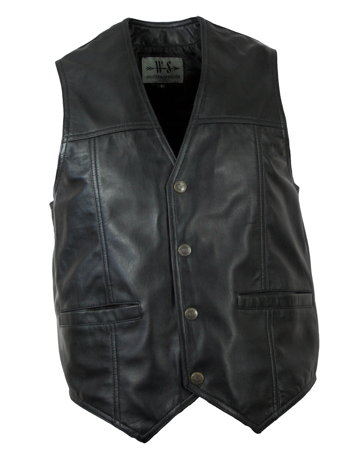 Herren Weste Lammnappa Leder Schwarz Denver S bis 4XL