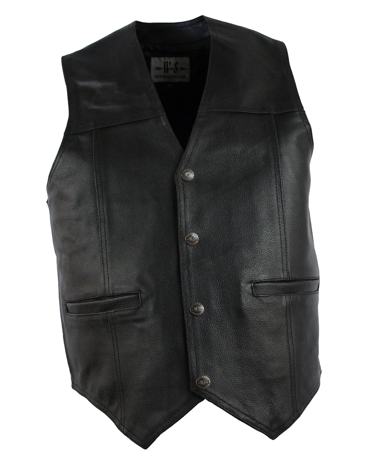 Herren Rindlederweste Leder Weste Biker Kutte El Paso schwarz S bis 5XL