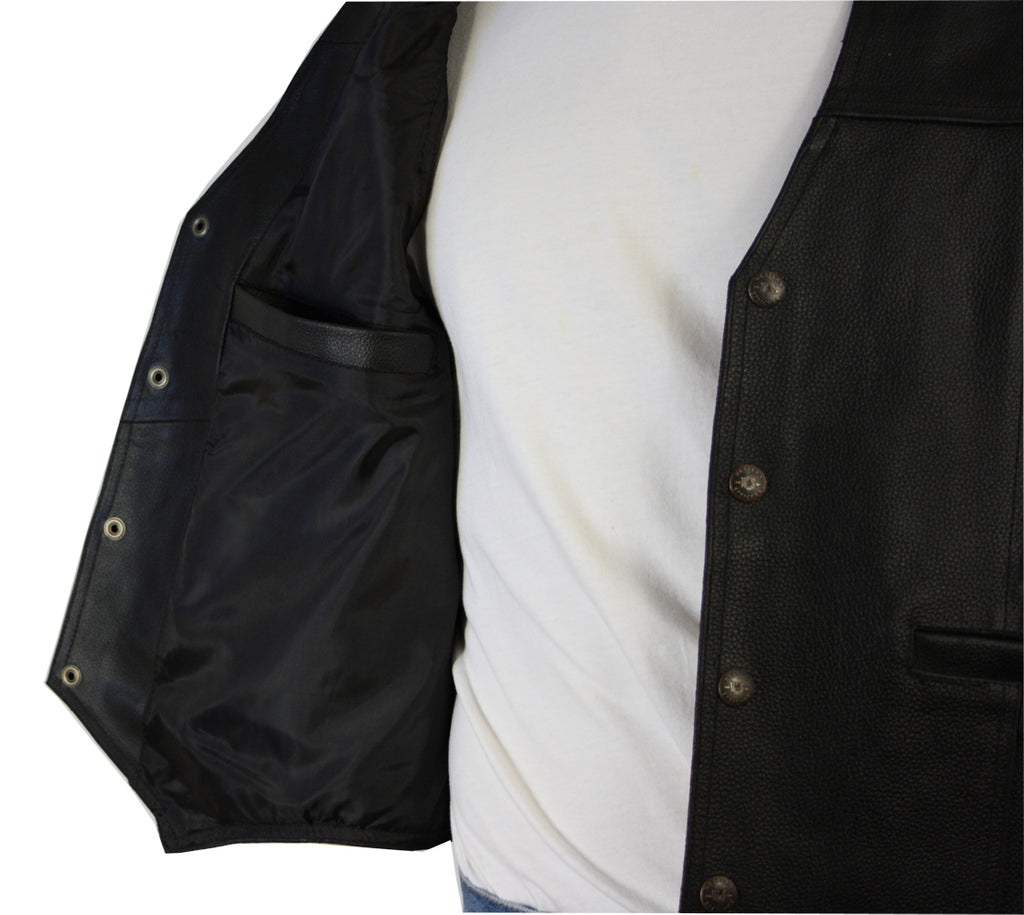 Herren Rindlederweste Leder Weste Biker Kutte El Paso schwarz S bis 5XL