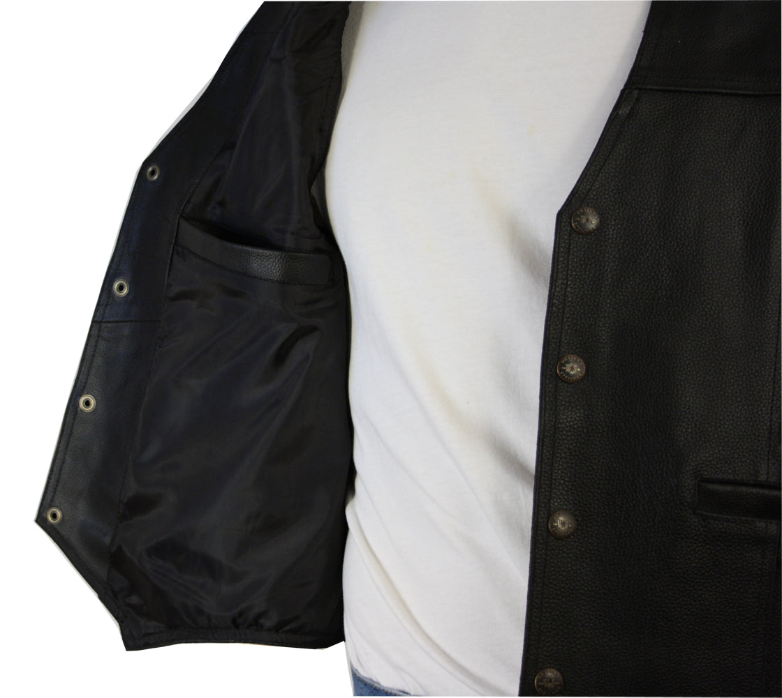 Herren Rindlederweste Leder Weste Biker Kutte El Paso schwarz S bis 5XL