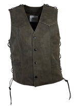 Herren Lederweste Kutte Biker Weste Antik Braun Laredo S - 5XL