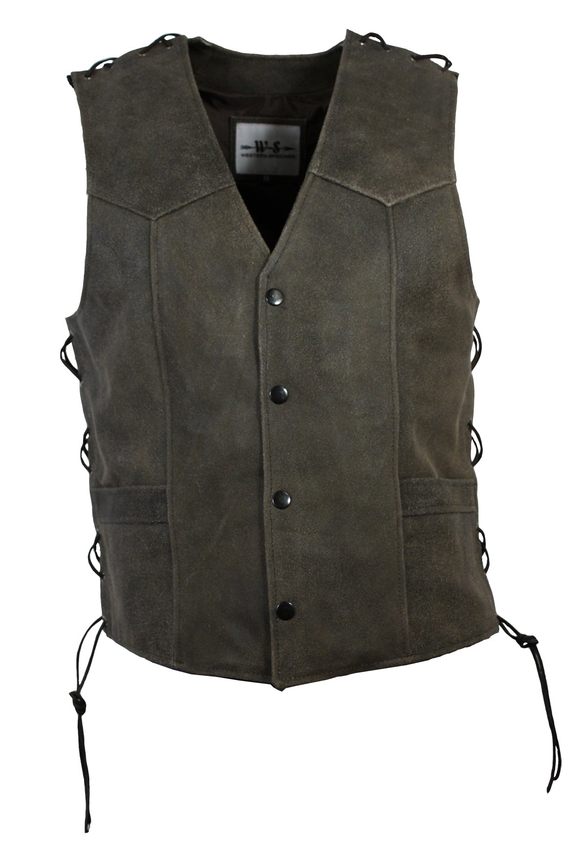 Herren Lederweste Kutte Biker Weste Antik Braun Laredo S - 5XL