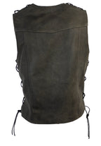 Herren Lederweste Kutte Biker Weste Antik Braun Laredo S - 5XL