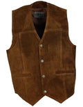 Herren Wildlederweste Leder Weste San Diego Braun S - 5XL