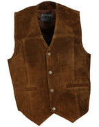 Herren Wildlederweste Leder Weste San Diego Braun S - 5XL