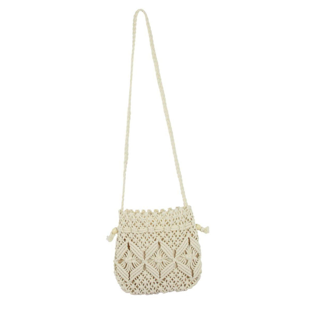 Makramee Tasche Damen Schultertasche Häkeltasche geflochten beige MT 11