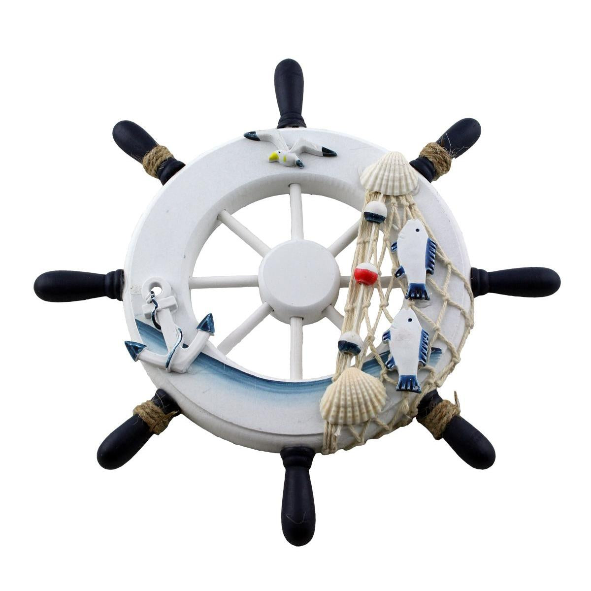 Maritimes Steuerrad aus Holz – Deko im Seedesign, Ø 23 cm