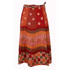 Wickelrock Damen aus Baumwolle – Rotes Blumen- & Ornamentmuster – Langer Sommerrock One Size