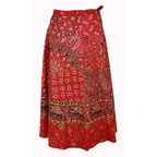 Wickelrock Damen aus Baumwolle – Rotes Paisley- & Blumenmuster – Langer Sommerrock One Size