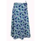 Wickelrock Damen aus Baumwolle – Blaues Blumenmuster – Langer Sommerrock One Size