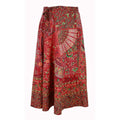 Wickelrock Damen aus Baumwolle – Rotes Paisley- & Blumenmuster – Langer Sommerrock One Size