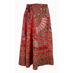 Wickelrock Damen aus Baumwolle – Rotes Paisley- & Blumenmuster – Langer Sommerrock One Size