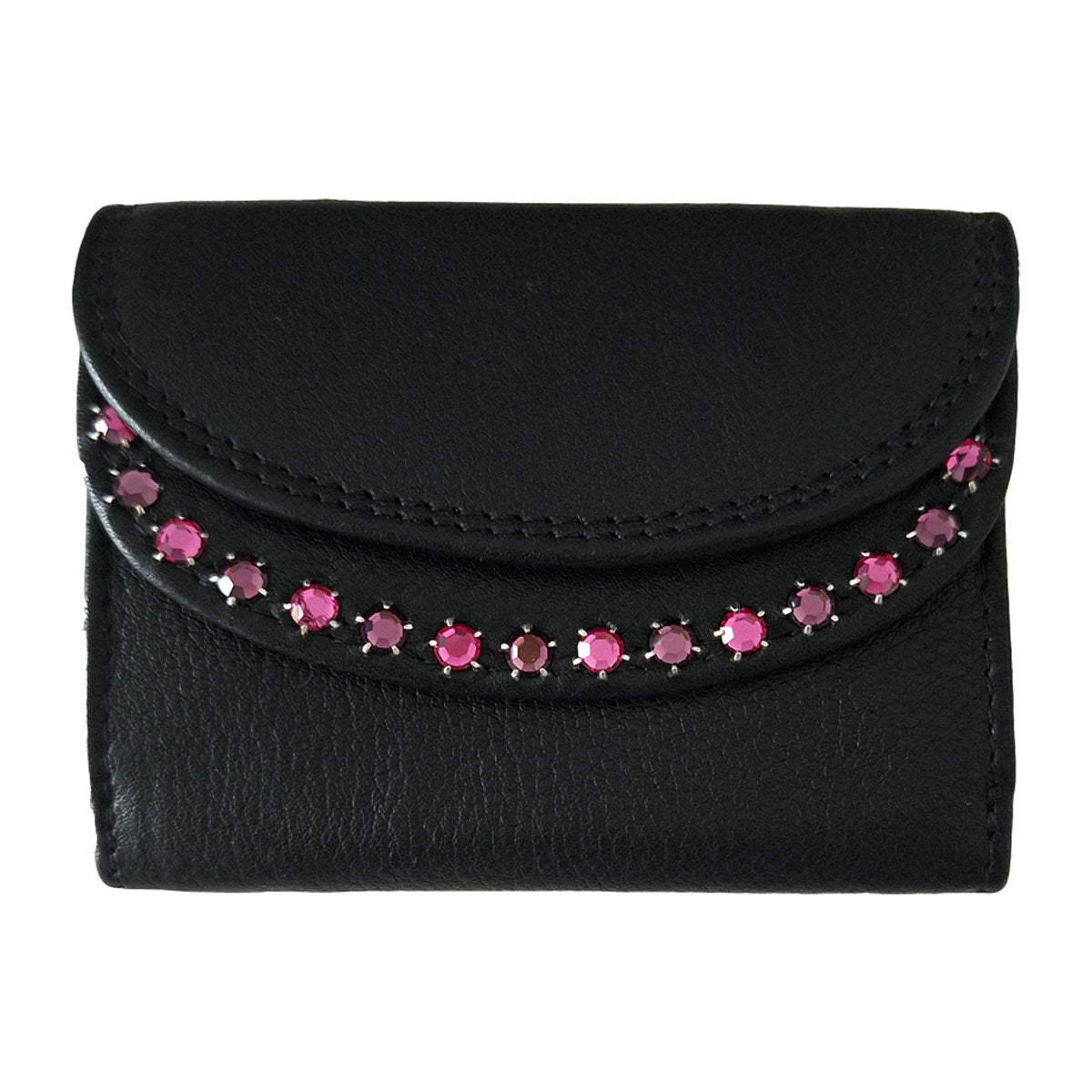 Kleine Geldbörse aus Leder mit Kristall-Glassteinen – Strass Portemonnaie Lea 118