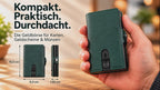 Pop-Out RFID Mini-Geldbörse Herren Leder Münzfach Kartenhalter Geldband Grün