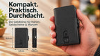 Pop-Out RFID Mini-Geldbörse Herren Leder Münzfach Kartenhalter Geldband Schwarz
